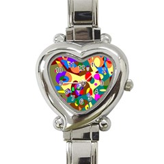 Abstract Digital Circle Computer Graphic Heart Italian Charm Watch by Nexatart