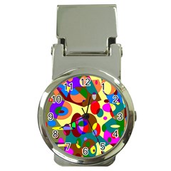 Abstract Digital Circle Computer Graphic Money Clip Watches