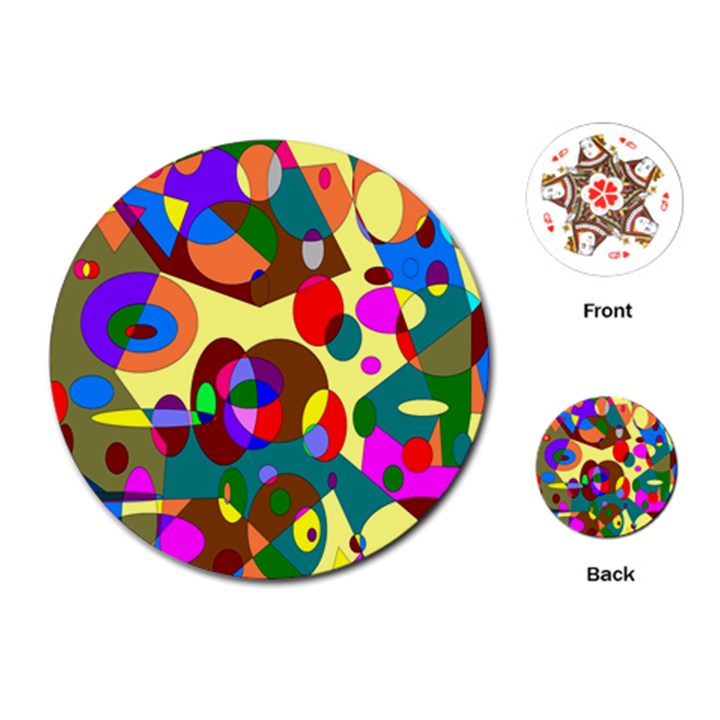 Abstract Digital Circle Computer Graphic Playing Cards (Round) 