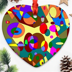 Abstract Digital Circle Computer Graphic Heart Ornament (Two Sides)