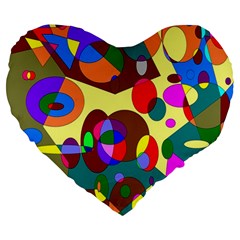 Abstract Digital Circle Computer Graphic Large 19  Premium Heart Shape Cushions