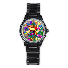 Abstract Digital Circle Computer Graphic Stainless Steel Round Watch by Nexatart