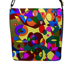 Abstract Digital Circle Computer Graphic Flap Messenger Bag (L) 