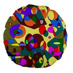 Abstract Digital Circle Computer Graphic Large 18  Premium Flano Round Cushions Front