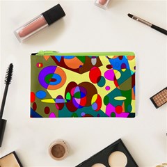 Abstract Digital Circle Computer Graphic Cosmetic Bag (xs) by Nexatart