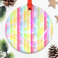 Abstract Stipes Colorful Background Circles And Waves Wallpaper Round Ornament (two Sides) by Nexatart