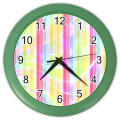 Abstract Stipes Colorful Background Circles And Waves Wallpaper Color Wall Clocks by Nexatart