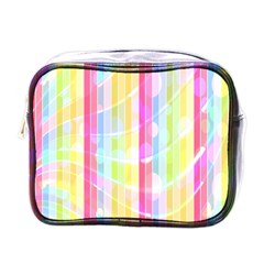 Abstract Stipes Colorful Background Circles And Waves Wallpaper Mini Toiletries Bags by Nexatart