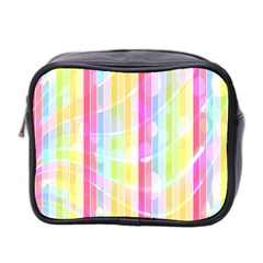 Abstract Stipes Colorful Background Circles And Waves Wallpaper Mini Toiletries Bag 2-side by Nexatart