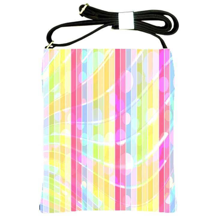 Abstract Stipes Colorful Background Circles And Waves Wallpaper Shoulder Sling Bags