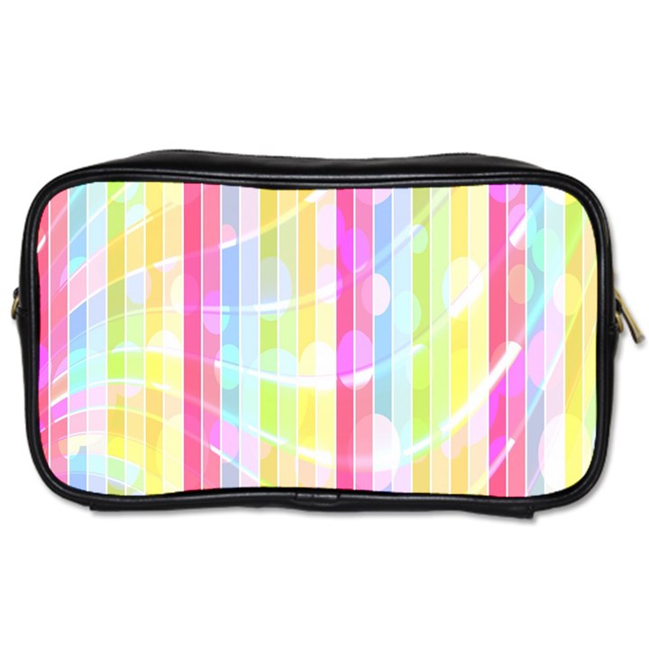 Abstract Stipes Colorful Background Circles And Waves Wallpaper Toiletries Bags