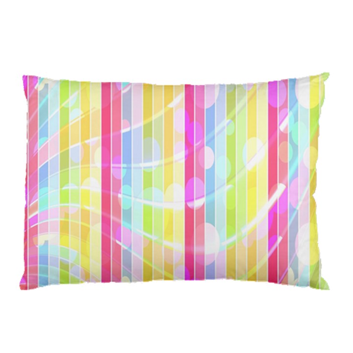 Abstract Stipes Colorful Background Circles And Waves Wallpaper Pillow Case (Two Sides)