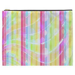 Abstract Stipes Colorful Background Circles And Waves Wallpaper Cosmetic Bag (xxxl)  by Nexatart