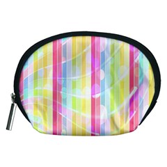 Abstract Stipes Colorful Background Circles And Waves Wallpaper Accessory Pouches (medium)  by Nexatart