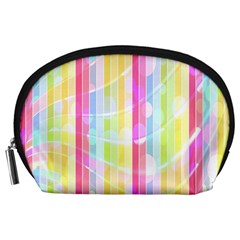 Abstract Stipes Colorful Background Circles And Waves Wallpaper Accessory Pouches (large)  by Nexatart