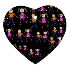 Kids Tile A Fun Cartoon Happy Kids Tiling Pattern Ornament (heart)