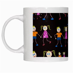 Kids Tile A Fun Cartoon Happy Kids Tiling Pattern White Mugs