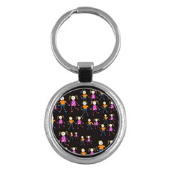 Kids Tile A Fun Cartoon Happy Kids Tiling Pattern Key Chains (round)  by Nexatart