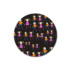 Kids Tile A Fun Cartoon Happy Kids Tiling Pattern Magnet 3  (round) by Nexatart