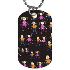 Kids Tile A Fun Cartoon Happy Kids Tiling Pattern Dog Tag (one Side) by Nexatart