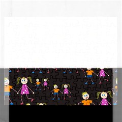 Kids Tile A Fun Cartoon Happy Kids Tiling Pattern Rectangular Jigsaw Puzzl by Nexatart