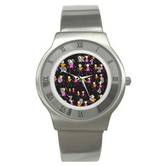 Kids Tile A Fun Cartoon Happy Kids Tiling Pattern Stainless Steel Watch by Nexatart