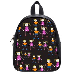 Kids Tile A Fun Cartoon Happy Kids Tiling Pattern School Bags (small) 