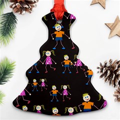 Kids Tile A Fun Cartoon Happy Kids Tiling Pattern Christmas Tree Ornament (two Sides) by Nexatart