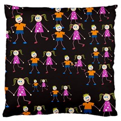 Kids Tile A Fun Cartoon Happy Kids Tiling Pattern Large Cushion Case (one Side) by Nexatart