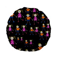 Kids Tile A Fun Cartoon Happy Kids Tiling Pattern Standard 15  Premium Round Cushions by Nexatart