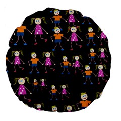 Kids Tile A Fun Cartoon Happy Kids Tiling Pattern Large 18  Premium Round Cushions by Nexatart