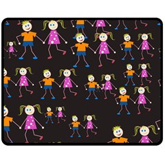 Kids Tile A Fun Cartoon Happy Kids Tiling Pattern Double Sided Fleece Blanket (medium)  by Nexatart