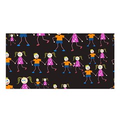 Kids Tile A Fun Cartoon Happy Kids Tiling Pattern Satin Shawl by Nexatart