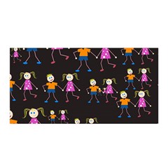 Kids Tile A Fun Cartoon Happy Kids Tiling Pattern Satin Wrap by Nexatart