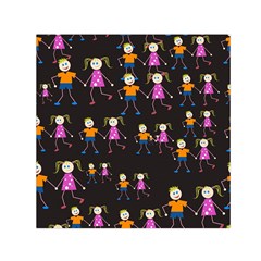 Kids Tile A Fun Cartoon Happy Kids Tiling Pattern Small Satin Scarf (square) by Nexatart