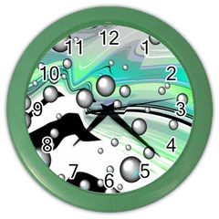 Small And Big Bubbles Color Wall Clocks by Nexatart