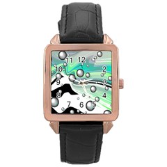 Small And Big Bubbles Rose Gold Leather Watch 