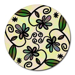 Completely Seamless Tileable Doodle Flower Art Round Mousepads by Nexatart