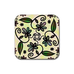 Completely Seamless Tileable Doodle Flower Art Rubber Coaster (square)  by Nexatart