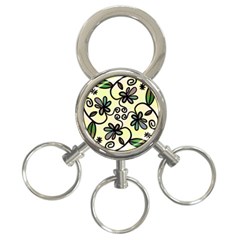 Completely Seamless Tileable Doodle Flower Art 3-ring Key Chains by Nexatart