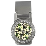 Completely Seamless Tileable Doodle Flower Art Money Clips (CZ)  Front