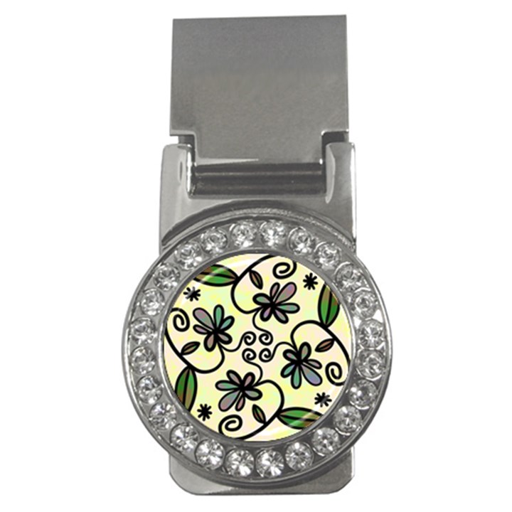 Completely Seamless Tileable Doodle Flower Art Money Clips (CZ) 