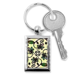 Completely Seamless Tileable Doodle Flower Art Key Chains (rectangle)  by Nexatart