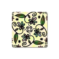 Completely Seamless Tileable Doodle Flower Art Square Magnet by Nexatart