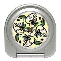 Completely Seamless Tileable Doodle Flower Art Travel Alarm Clocks by Nexatart