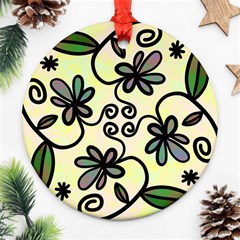 Completely Seamless Tileable Doodle Flower Art Round Ornament (two Sides) by Nexatart