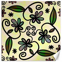 Completely Seamless Tileable Doodle Flower Art Canvas 12  X 12   by Nexatart