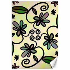 Completely Seamless Tileable Doodle Flower Art Canvas 12  X 18   by Nexatart