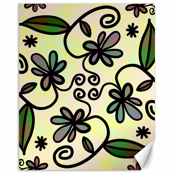 Completely Seamless Tileable Doodle Flower Art Canvas 16  x 20  