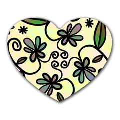 Completely Seamless Tileable Doodle Flower Art Heart Mousepads by Nexatart